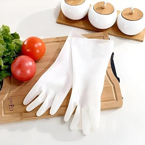 7AGAT waterproof kitchen gloves with extended cuffs and non-slip grip, ideal for dishwashing and food prep.