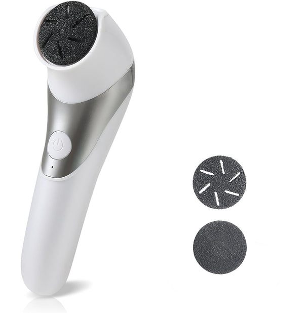7AGAT electric foot grinder with 2 speeds, rechargeable callus remover for heel and sole skin care, white and silver design.