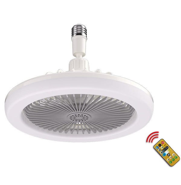 7AGAT white enclosed ceiling fan with LED light, remote control, E26 base, 25 cm diameter for modern home cooling and lighting