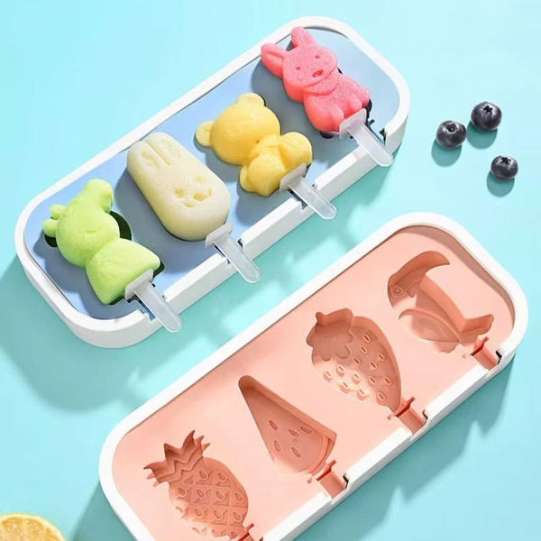 Colorful 7AGAT reusable ice pop molds with lids, easy-release popsicle molds for homemade frozen treats in assorted colors.