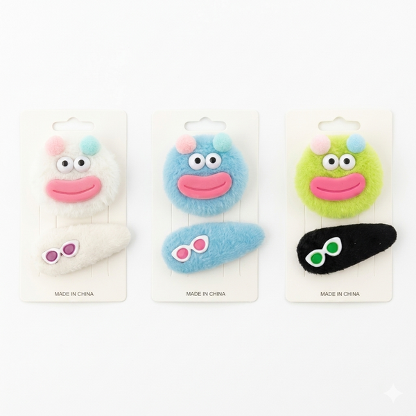 Cute Furry Hair Clips Set for Girls – 6 Multicolor Plush Monster Hairpins, Soft Adorable Hair Accessories for Kids & Women