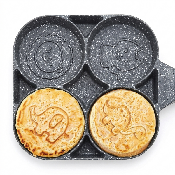 Cartoon animal-shaped non-stick frying pan by 7AGAT, ideal for pancakes and eggs, compatible with gas and induction stoves