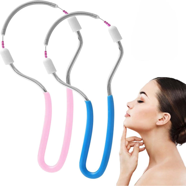 7AGAT stainless steel facial hair removal spring tool for painless face, upper lip, and chin hair removal with soft grip handle.