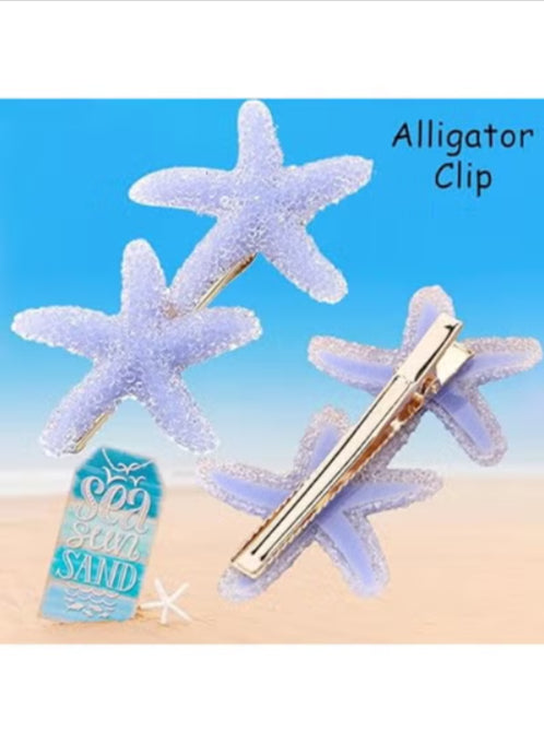 Starfish hair clips by 7AGAT, durable plastic resin claws with ocean-inspired design, secure grip for daily or special occasion styling.