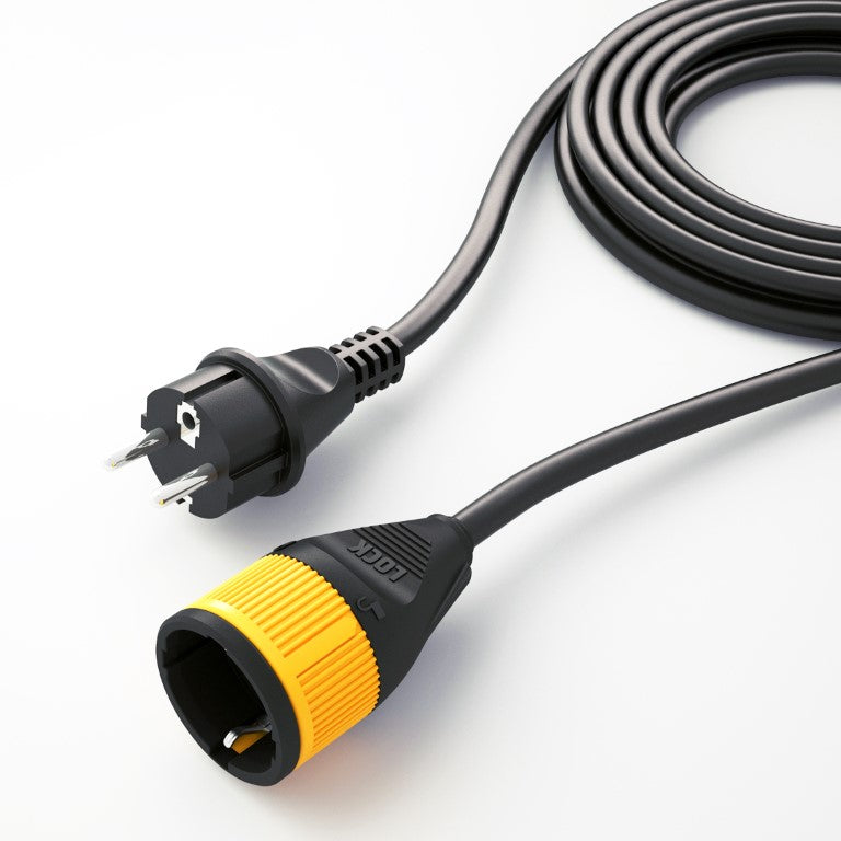 Power Lock 5M Extension Cord with Safety Lock – 16A – IP44 Water Resistant – Black