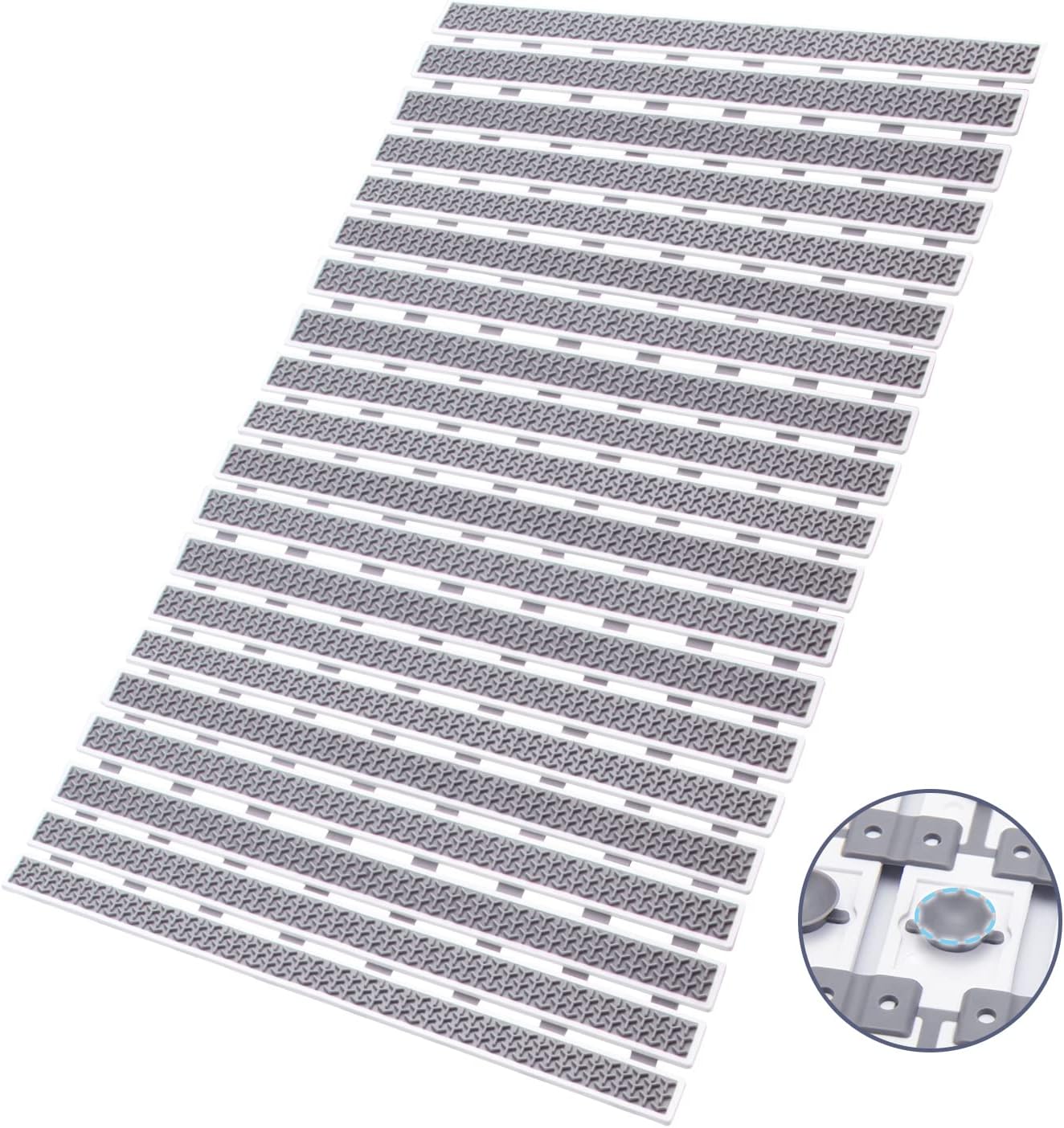 Black 7AGAT PVC anti-slip bath rug with suction cups, quick-drying, non-toxic, 70x38 cm for shower and tub safety.