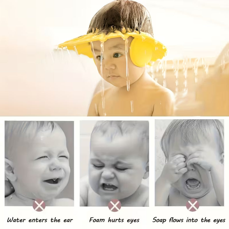 Adjustable Kids Shower Cap with Ear Protection – Water-Resistant EVA Bath Visor for Hair Washing