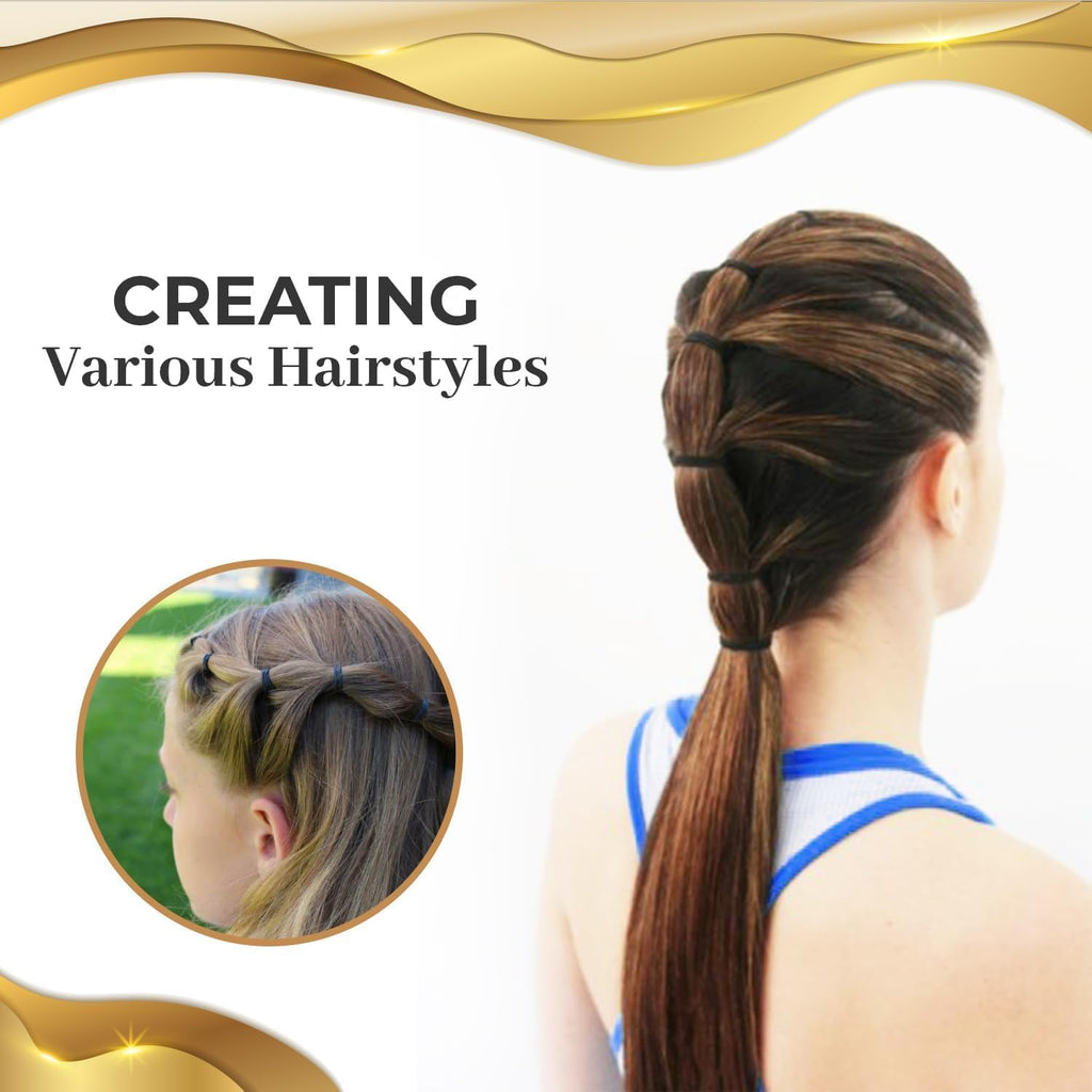 Set of 7AGAT elastic hair bands and ponytail holders for women and kids, rubber hair ties in various colors, reusable and stretchable