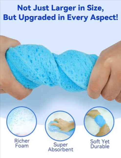 7AGAT large multi-use car wash sponge with high foam, 6cm thick, ideal for cleaning cars, bikes, boats, and household surfaces.