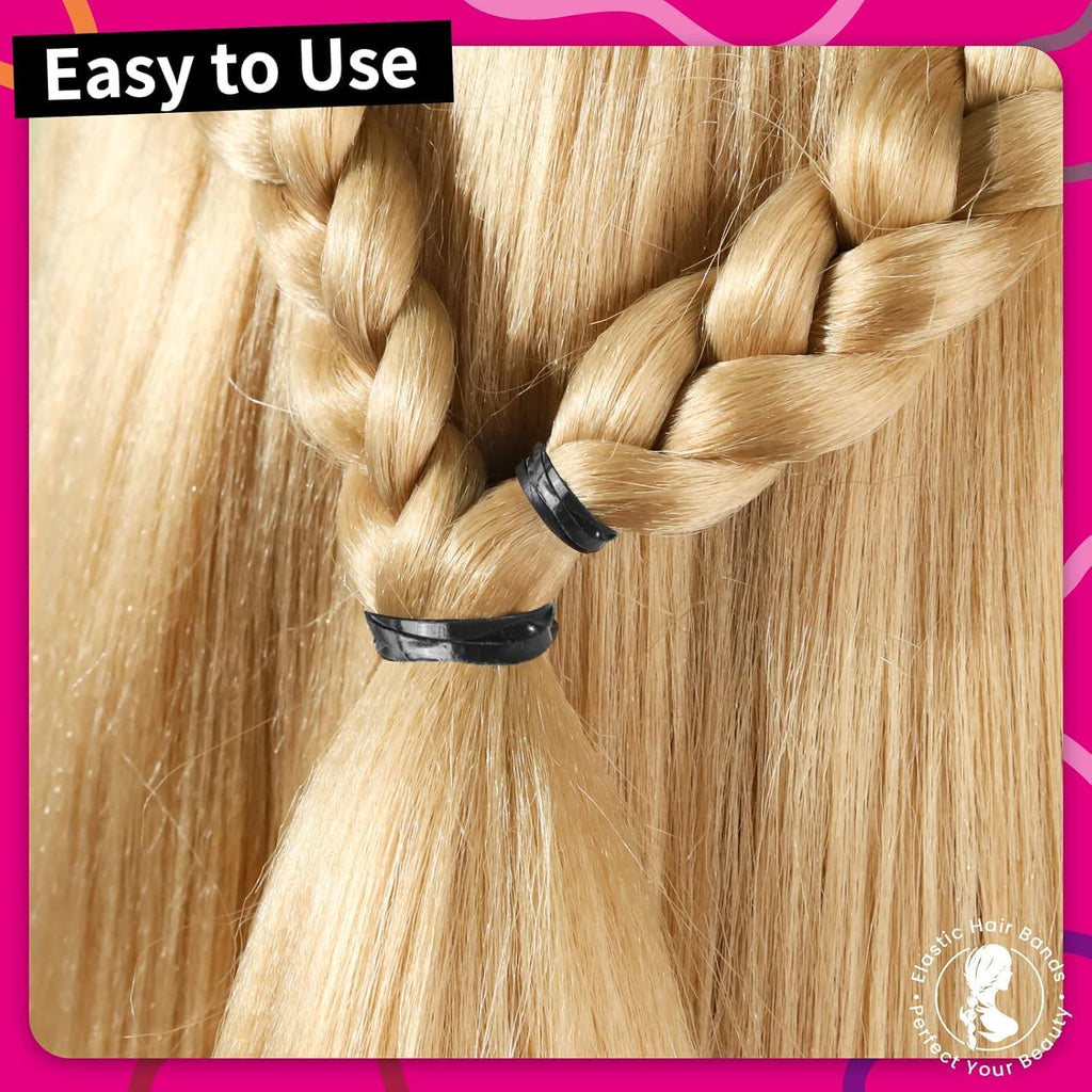 Set of 7AGAT elastic hair bands and ponytail holders for women and kids, with multiple rubber hair ties in a colorful set.