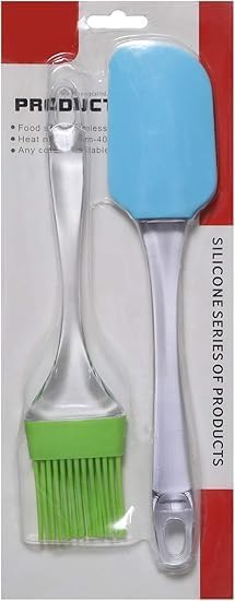 7AGAT silicone kitchen utensil set with transparent handle, includes heat-resistant spatula and basting brush for cooking.