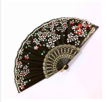Elegant 7AGAT classic silk handheld folding fan with Chinese and Spanish design, ideal for weddings, parties, and cultural performances.