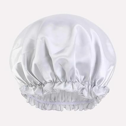 7AGAT satin sleep bonnet for hair protection, soft silk design with wide elastic band, adjustable hair wrap for curly and frizzy hair.