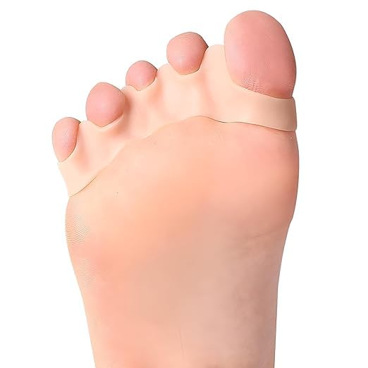 Pair of 7AGAT silicone toe separators for bunion and hammer toe correction, soft gel support for pain relief and comfort.