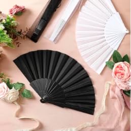 Elegant 7AGAT classic silk handheld folding fan with intricate Chinese and Spanish style patterns, ideal for weddings and celebrations.
