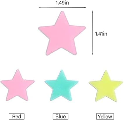 Set of 100 glow in the dark star stickers by 7AGAT on wall and ceiling, luminous wall decor with adhesive for kids' rooms.