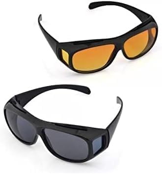 7AGAT 2-pack driving glasses with anti-glare yellow tint, lightweight wrap-around frame for day and night driving comfort.