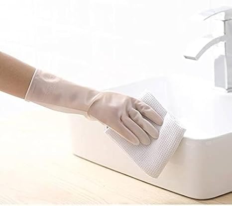 7AGAT waterproof kitchen gloves with extended cuffs and non-slip grip, ideal for dishwashing and food prep.