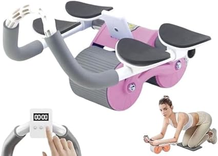Mini stepper exercise machine with resistance bands, LCD monitor showing calories, steps, and time, portable home fitness equipment.