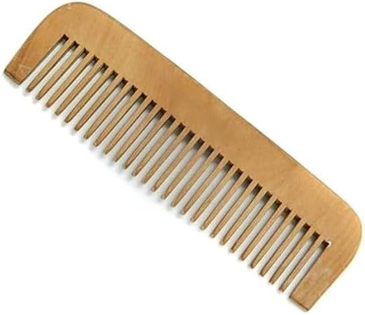 Natural wooden hair comb by 7AGAT with smooth rounded teeth, anti-static design for daily grooming for men, women, and kids.