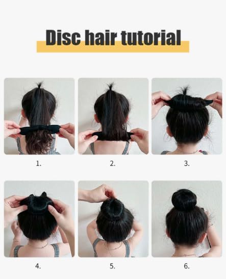 Black 7AGAT hair styling tool set with bun maker, hair ties, and accessories for DIY hairstyling on all hair types.