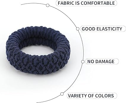 Multi-color braided hair ties for women and girls, thick elastic ponytail holders from 7AGAT, strong hold, gentle on hair, pack of 12.