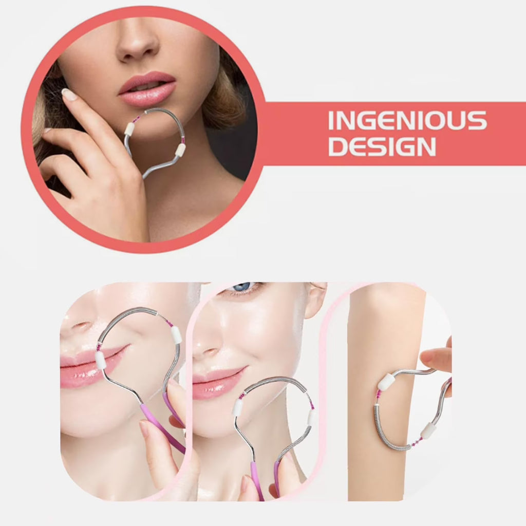 7AGAT facial hair removal spring tool, stainless steel manual tweezer for painless upper lip, chin, and face hair removal.