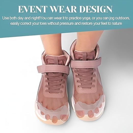 Pair of 7AGAT silicone toe separators for bunion and hammer toe correction, soft gel, reusable, washable, supports toe alignment.