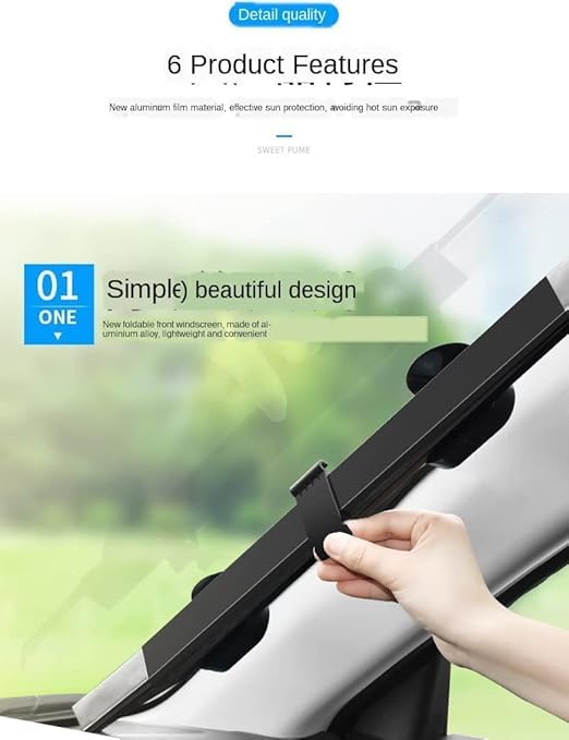 7AGAT retractable car sunshade protecting front and rear windshield from UV rays, easy to install and retract for full sun protection.