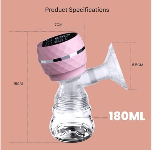 Pink BPA-free portable electric breast pump with 9 adjustable modes by 7AGAT, shown with pump and accessories
