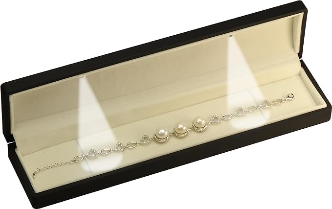 Elegant jewelry box with LED lighting from 7AGAT, designed for long chains, proposals, and jewelry presentation.