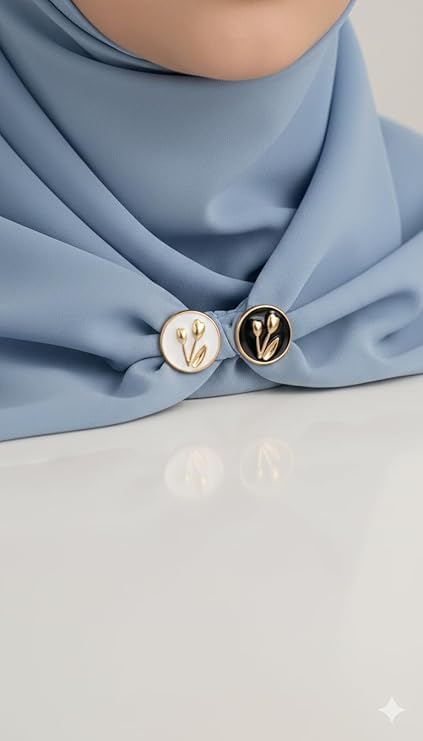 Six pairs of 7AGAT No-Snag Magnetic Hijab Pins with fabric-safe design, ideal for securing scarves without damage.