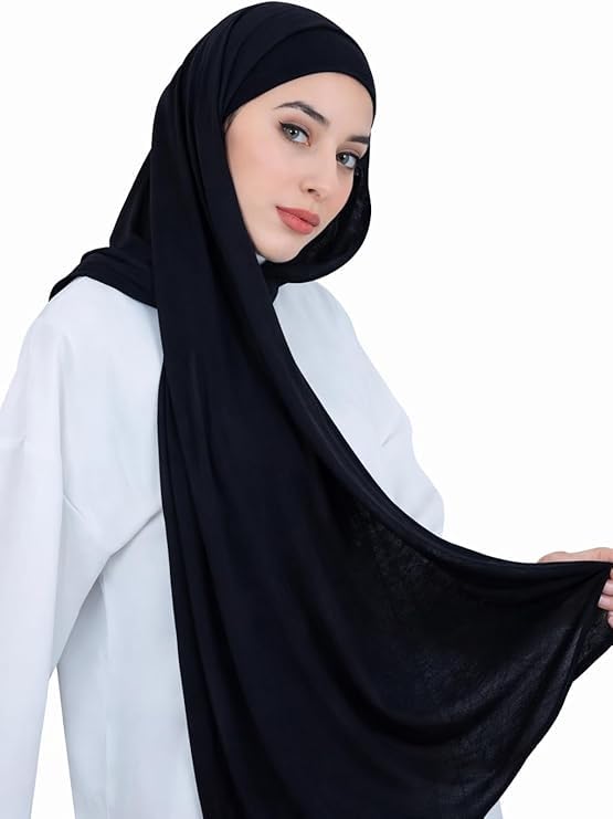 Soft white cotton gel scarf for women by 7AGAT, seamless, adjustable head cover with solid color and drawstring bandana style
