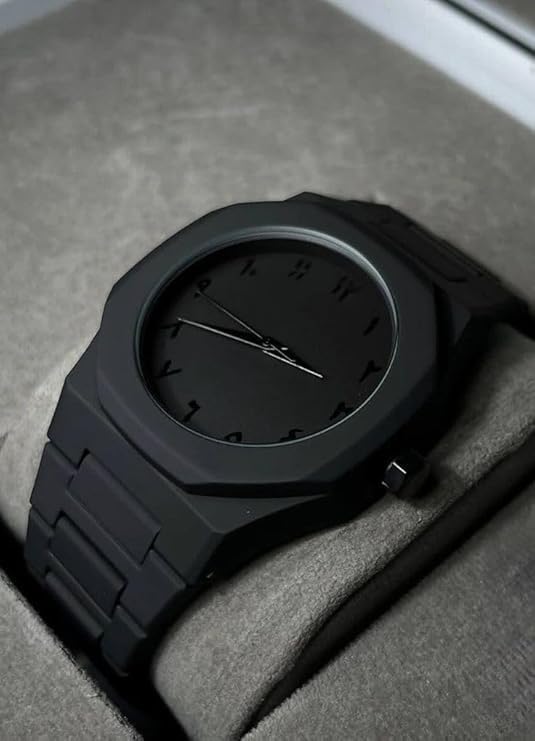 Men's carbon matte wrist watch by 7AGAT with minimalist design, analog display, durable strap, and comfortable fit for daily or formal wear.