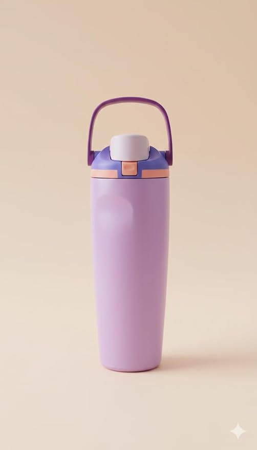 Stainless steel 900ml water bottle with carry loop, leak-proof, reusable for sports, travel, and daily hydration.