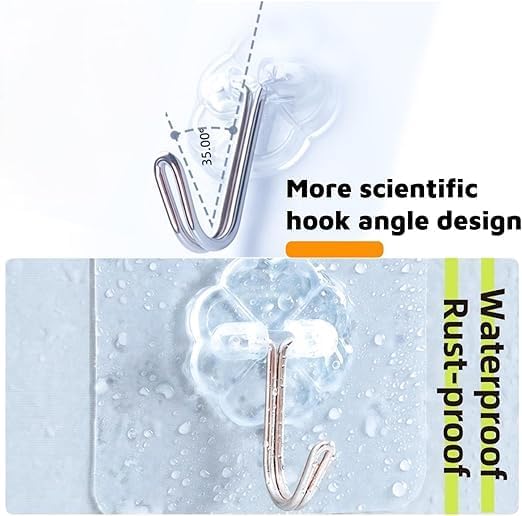 Heavy duty 7AGAT adhesive wall hooks for bathroom, kitchen, bedroom, and door, waterproof, no drilling needed, strong and versatile.