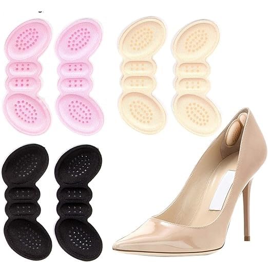 Pair of 7AGAT silicone heel cushion pads with anti-slip grips, designed to prevent blisters and heel pain in high heels, flats, and boots.