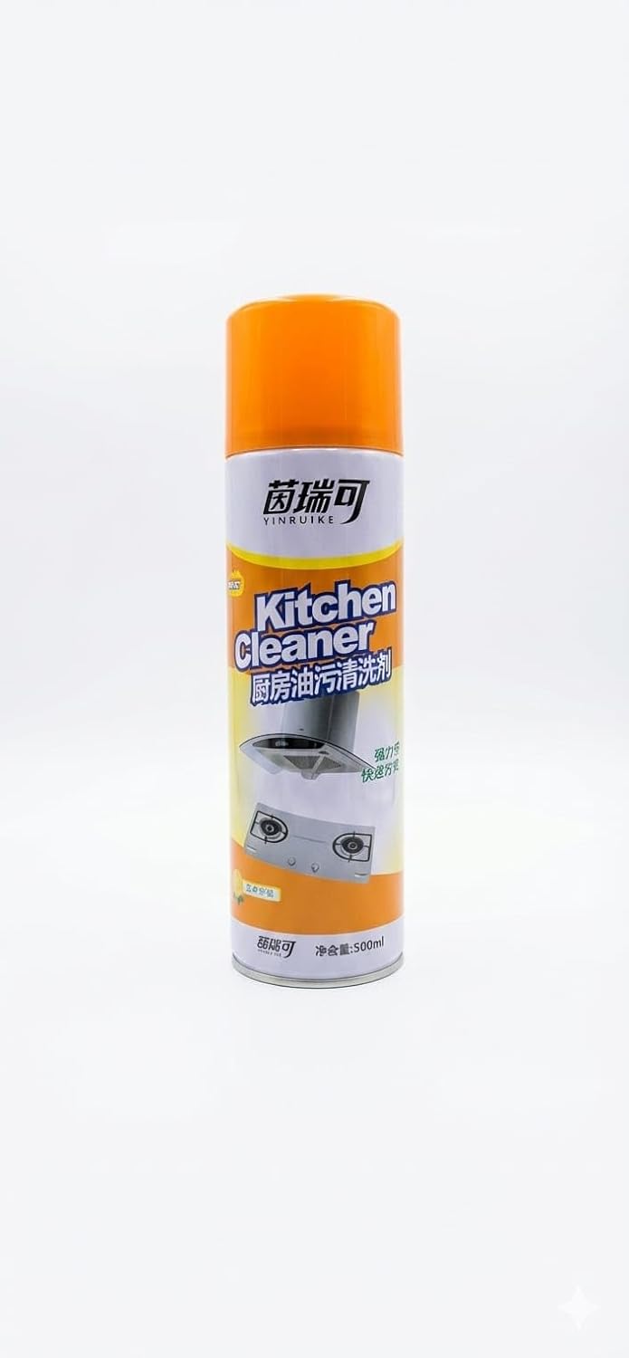 7AGAT Foam Bubble Kitchen Cleaner spray bottle showing non-toxic, plant-based formula for grease and stain removal.