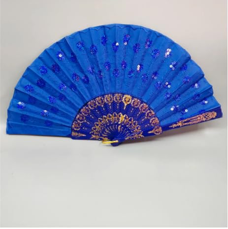 Elegant 7AGAT classic silk handheld folding fan with Chinese and Spanish design, ideal for weddings, parties, and home decor.