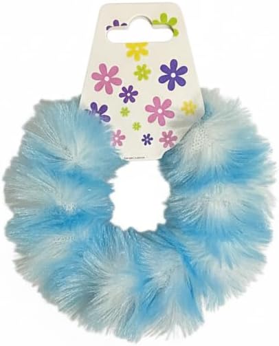 Colorful faux fur ponytail holders by 7AGAT, soft and fluffy hair accessories for women and girls, set of two.