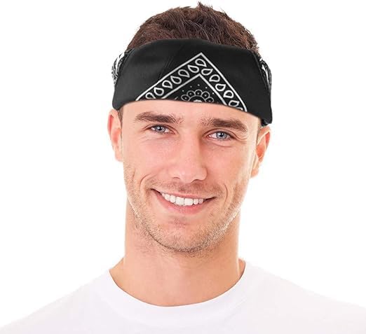 Unisex 7AGAT bandana scarf used as head wrap, neck cover, or face mask, featuring colorful, lightweight fabric with versatile styling options.