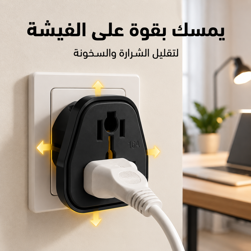 White 7AGAT iLOCK Slim universal plug adapter with multi-standard socket for travel, 16A 250V 3500W compact power converter