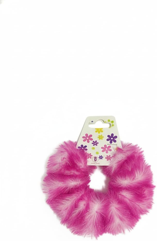 Two colorful artificial fur ponytail holders from 7AGAT, soft and fluffy hair accessories for women and girls.