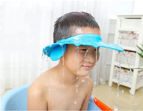 Adjustable Kids Shower Cap with Ear Protection – Water-Resistant EVA Bath Visor for Hair Washing