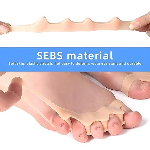 Pair of 7AGAT silicone toe separators for bunion and hammer toe correction, soft gel support for pain relief and comfort.