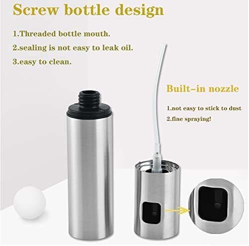 7AGAT oil spray bottle with stainless steel and plastic, fine mist spray for cooking, grilling, baking, and air frying.