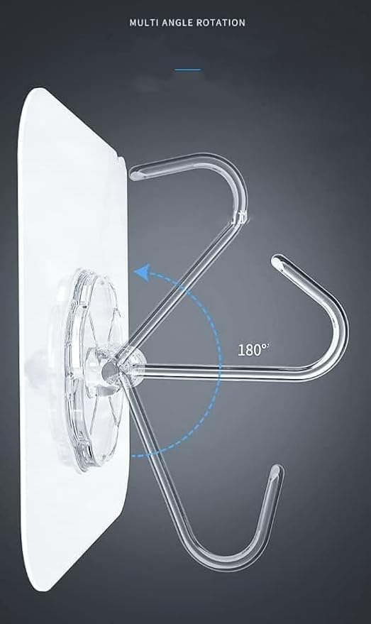 7AGAT heavy-duty waterproof adhesive wall hooks mounted in a bathroom, no drilling required, ideal for kitchen, bedroom, or door use.