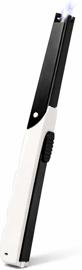 7AGAT long handle gas stove spark lighter with manual piezo igniter, black and white, for stoves, ovens, and BBQs.