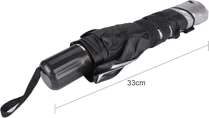 Foldable 7AGAT car windshield sunshade umbrella with reflective coating, UV protection, universal fit, shown folded in a car window.