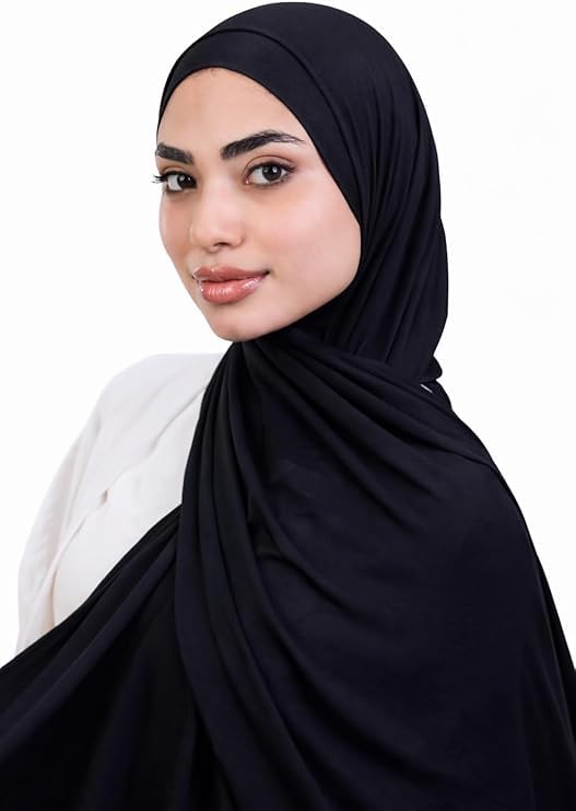 Soft white cotton gel scarf for women by 7AGAT, seamless head cover with adjustable drawstring bandana in solid color